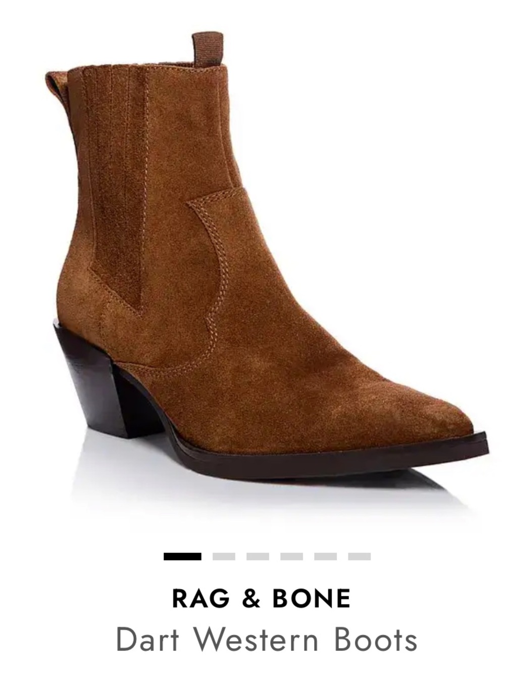 rag & bone Suede Pointed Western Ankle Boots - Chestnut